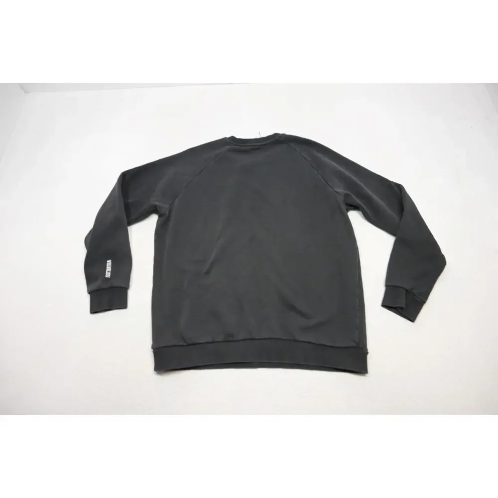 Adidas Sweat Shirt Crew Neck Black‎ PrimeGreen VTG LOGO Sweater Mens Large